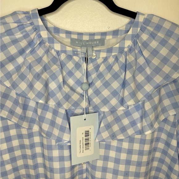 Hill House The Colette Dress In Blue Jacquard Check Size XL NWT - Picture 5 of 11